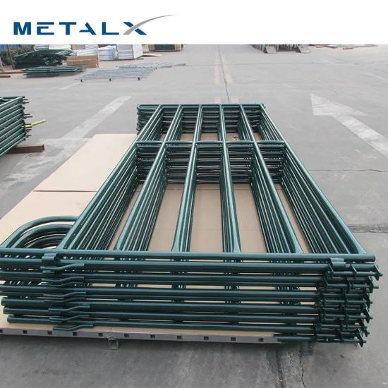 China Fabricante Atacado Gado Portátil Barato Usado Galvanizado 12 FT 4 Rail Granel Gado Cerca de Cavalo Corral para Campo de Gado